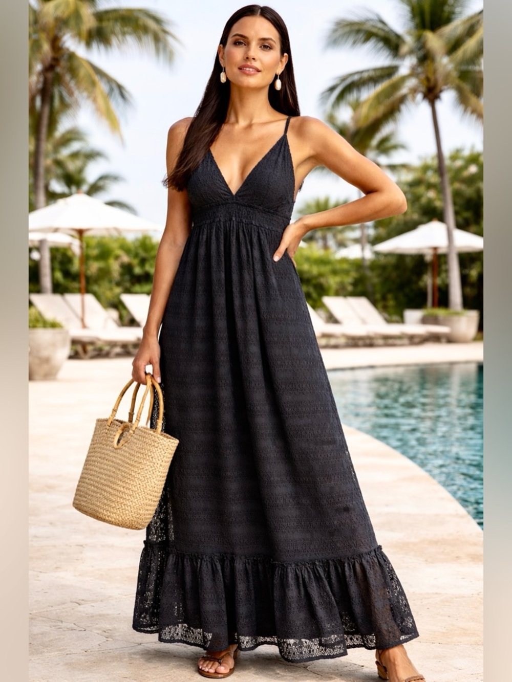 Melissa Odabash Resort Wear Maxi Dress in Black S